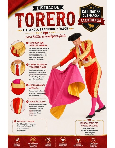 Fato de Toureiro Tamanho L | Disfarces para Adultos O Rei do Carnaval